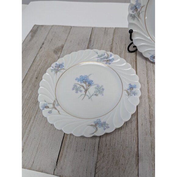 Haviland Limoges Bergere Set 2 Dessert Bread Plates Vintage Blue Flowers France - Picture 2 of 6